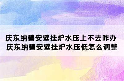 庆东纳碧安壁挂炉水压上不去咋办 庆东纳碧安壁挂炉水压低怎么调整